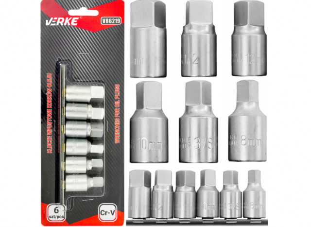 Trusa de chei pentru buson / dop baie ulei 8,10,12,14 mm Verke [1]