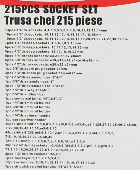 Trusa scule combinate 215 piese [4]