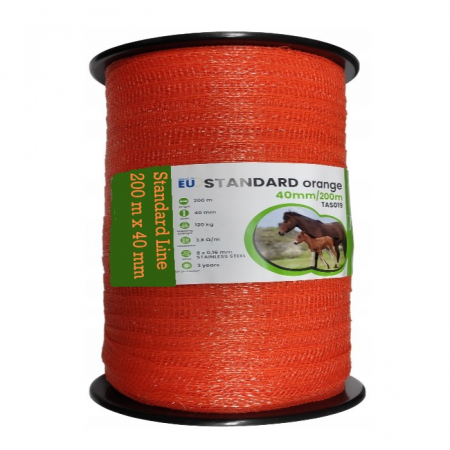 Conductori gard electric - Banda gard electric 40 mm x 200 m , 8 lite - Portocaliu