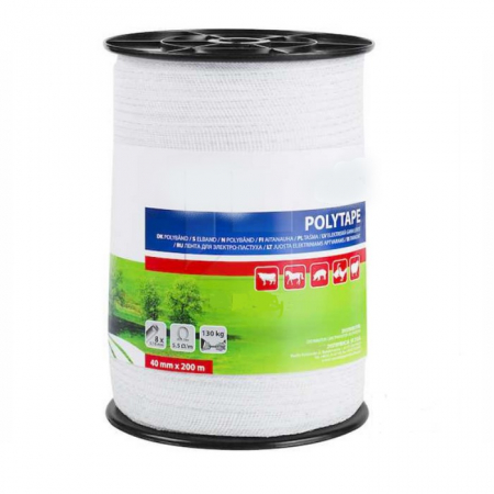 Conductori gard electric - Banda gard electric 40 mm x 200 m , 8 lite - ALB