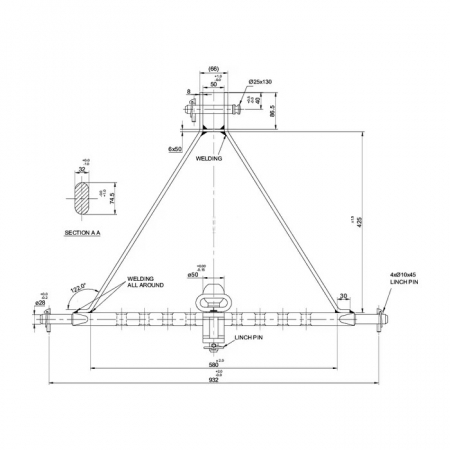 Bara remorcare cu bila 50 mm si bolt, pentru tiranti tractor 3500 kg (cat.2) [1]