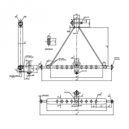 Bara remorcare cu bila 50 mm si bolt, pentru tiranti tractor 3500 kg (cat.2) [4]