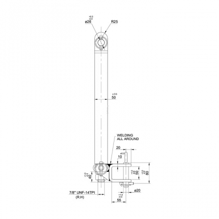 Bara remorcare cu bila 50 mm si bolt, pentru tiranti tractor 3500 kg (cat.2) [2]