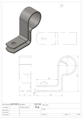 Colier / Bridă din inox pentru prindere țeavă 1/2″, instalații de apă [1]