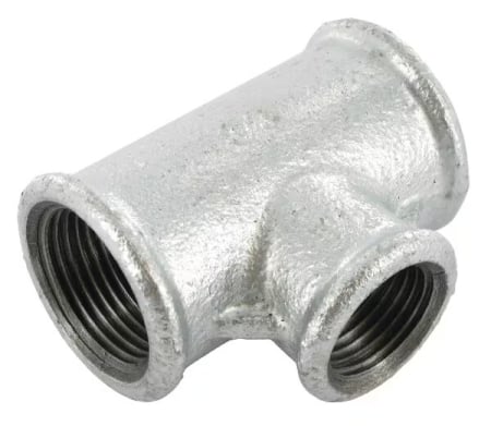 Pasari - Piesă în T zincată 3/4″ × 3/4″ × 1/2″ cu filet interior pentru instalații de apă