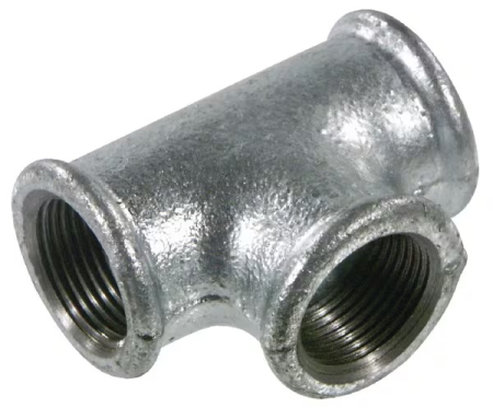 Adapare - Piesă în T zincată 3 x 3/4″ cu filet interior pentru instalații de apă