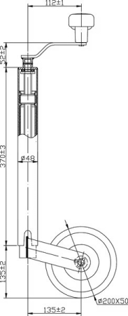 Roata de sprijin / manevra, teava de 48mm / cu roată 200x50mm [1]