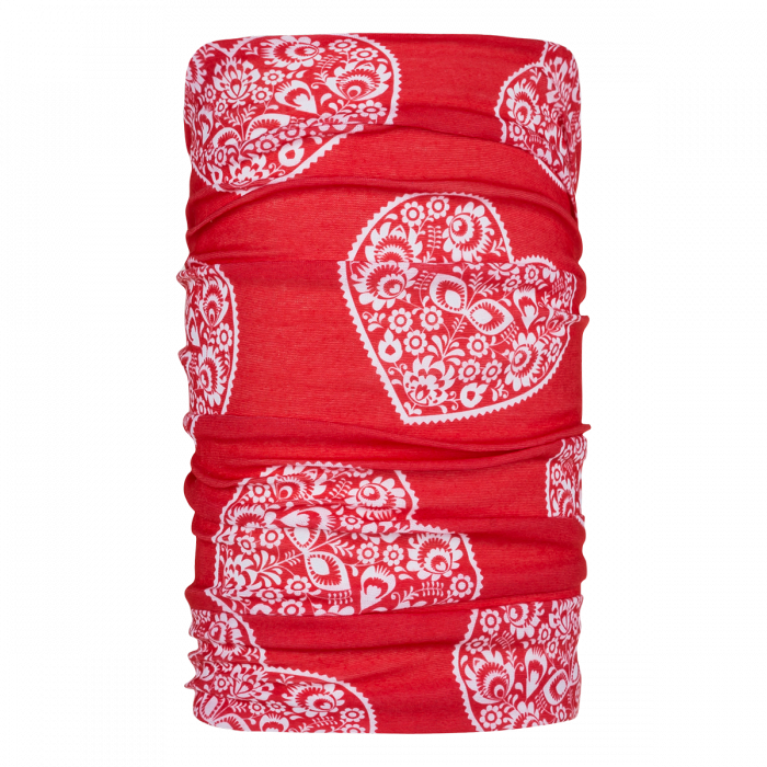 Bandana Zajo Unitube red hearts, unisex, cu tratament antibacterian [1]