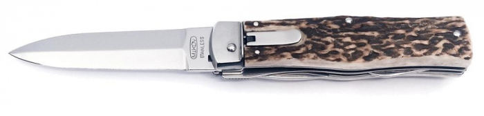 Briceag Mikov Predator 241-NP-4/KP inoxidabil cu tirbuson, maner corn de cerb, teaca piele [3]