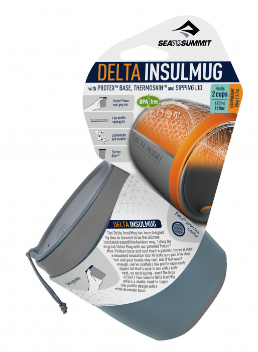 Cana 473 ml cu capac Sea To summit Delta InsulMug, leak proof, gri [2]
