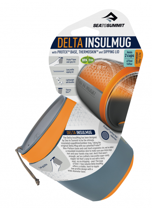 Cana 473 ml cu capac Sea To summit Delta InsulMug, leak proof, orange [2]
