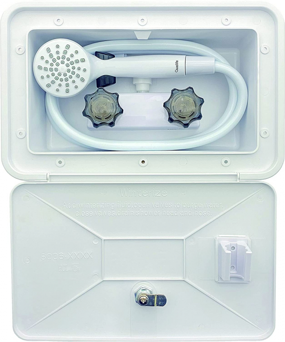 Cutie de duș pentru exterior, albă, blocabilă, 345x220mm [2]