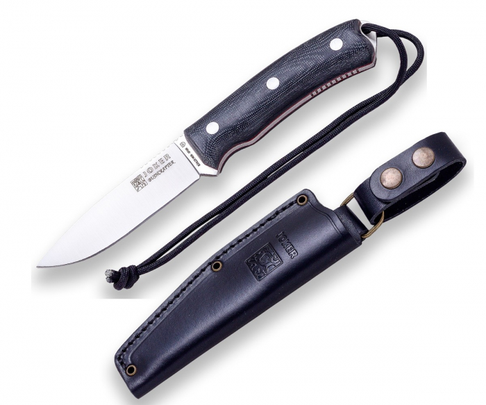 Cutit Joker Bushcrafter cu teaca piele, lama otel inox 10.5 cm, maner micarta [4]