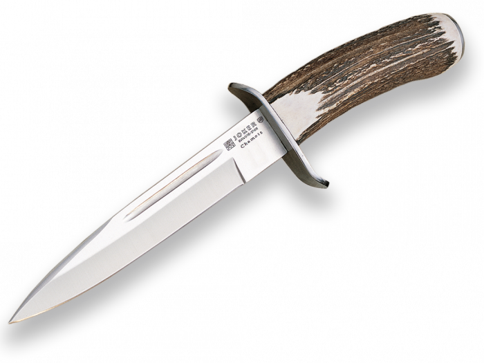 Cutit Joker Chamois cu teaca piele, lama 18 cm otel inox, maner corn cerb [2]