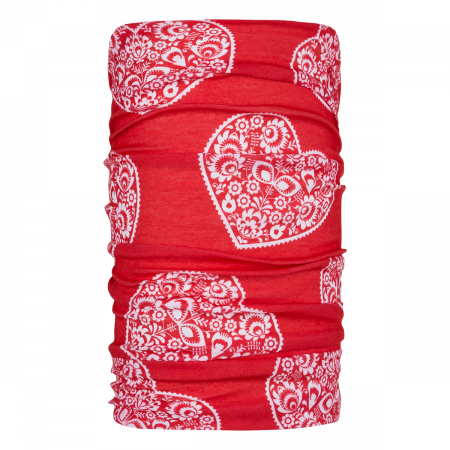 Camping - Bandana Zajo Unitube red hearts, unisex, cu tratament antibacterian