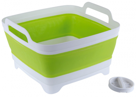 Articole camping-gratare-accesorii - Chiuveta Camp4 cu scurgere in pardoseala 31,5x30x7/20cm - alb/verde