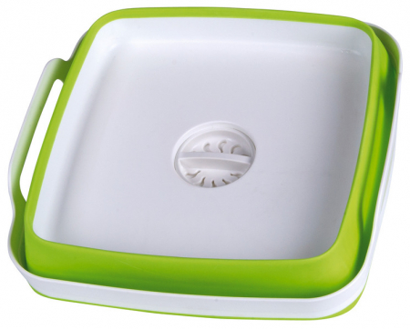 Chiuveta Camp4 cu scurgere in pardoseala 31,5x30x7/20cm - alb/verde [1]