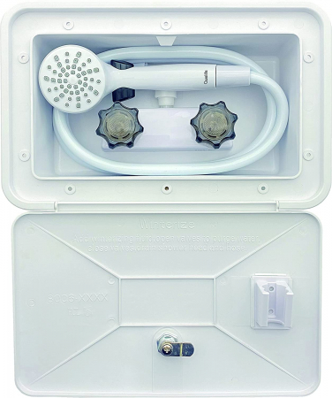 Cutie de duș pentru exterior, albă, blocabilă, 345x220mm [1]