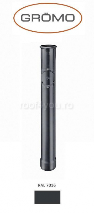 Burlan cu capac de curatare Ø100, Aluminiu GROMO, RAL 7016 [1]