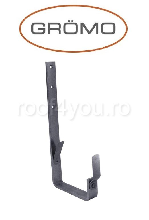 Carlig lung pentru jgheab rectangular 333mm, Aluminiu GROMO, RAL 7016 [1]