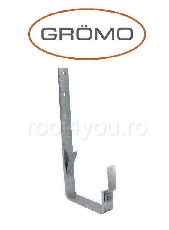 Carlig lung pentru jgheab rectangular 400mm, Aluminiu GROMO, RAL 7005 [1]