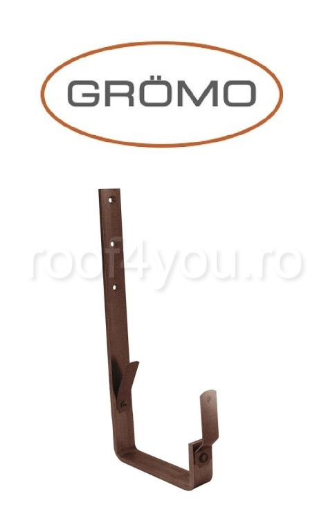 Carlig lung pentru jgheab rectangular 333mm, Aluminiu GROMO, RAL Testa Di Moro [1]