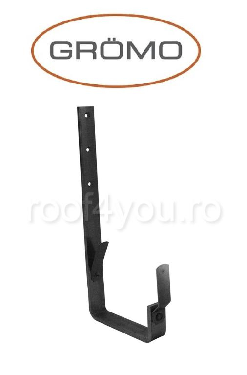 Carlig lung pentru jgheab rectangular 333mm, Aluminiu GROMO, RAL 9005 [1]