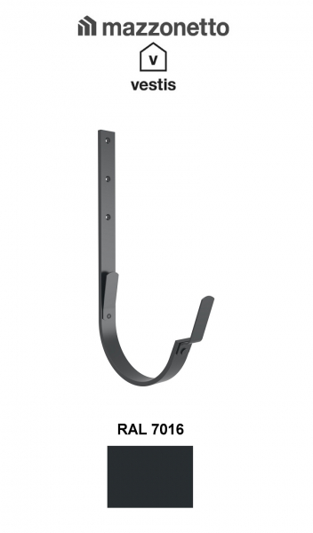 Carlig lung pentru jgheab semicircular Ø125, Aluminiu Mazzonetto Vestis, RAL 7016 [2]