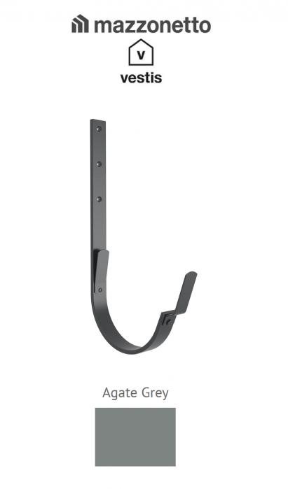 Carlig lung pentru jgheab semicircular Ø125, Aluminiu Mazzonetto Vestis, RAL AGATE GREY [1]