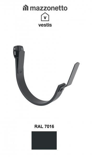 Carlig semicircular de pazie pentru jgheab Ø150, Aluminiu Mazzonetto Vestis, RAL 7016 [2]