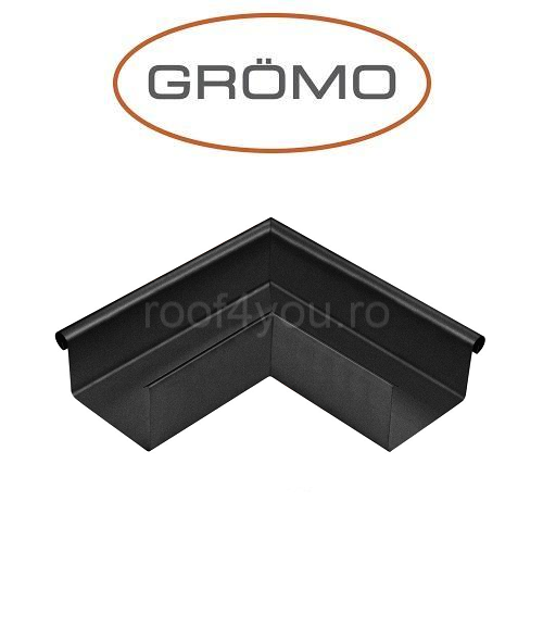 Coltar exterior rectangular jgheab 400mm, Aluminiu GROMO, RAL 9005 [1]