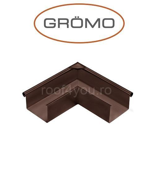 Coltar exterior rectangular jgheab 400mm, Aluminiu GROMO, RAL Testa Di Moro [1]