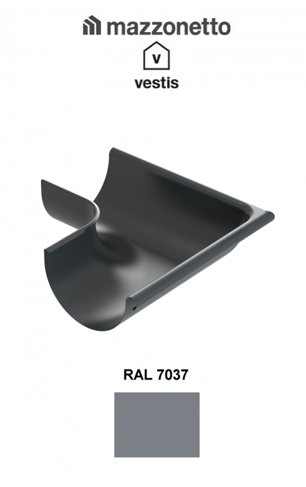 Coltar exterior semicircular jgheab Ø125, Aluminiu Mazzonetto Vestis, RAL 7037 - 3D [1]