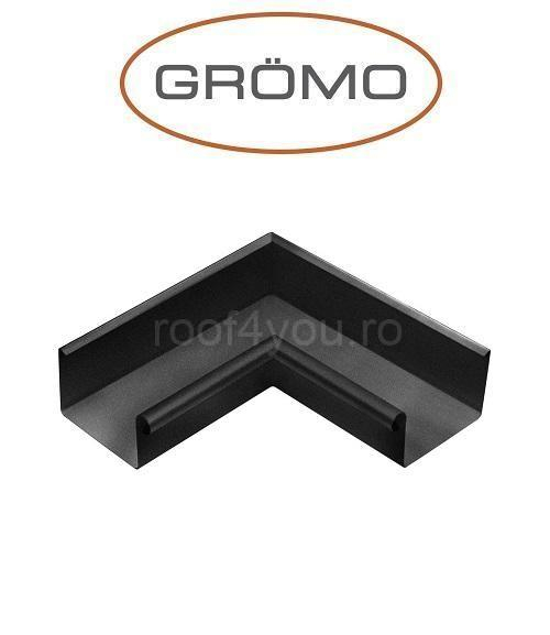 Coltar interior rectangular jgheab 333mm, Aluminiu GROMO, RAL 9005 [1]
