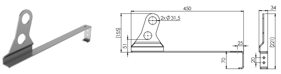 Consola parazapada dubla din aluminiu prevopsit,  pentru acoperis din tigla de pana la 47cm [2]