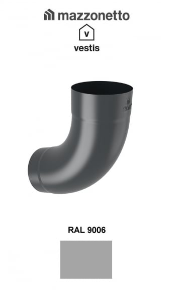 Cot semicircular 72° Ø100, Aluminiu Mazzonetto Vestis, RAL 9006 [2]