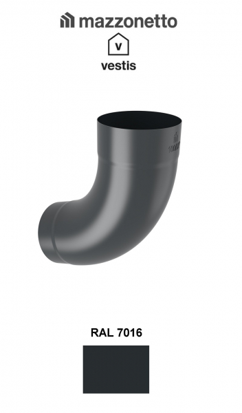 Cot semicircular 72° Ø120, Aluminiu Mazzonetto Vestis, RAL 7016 [2]