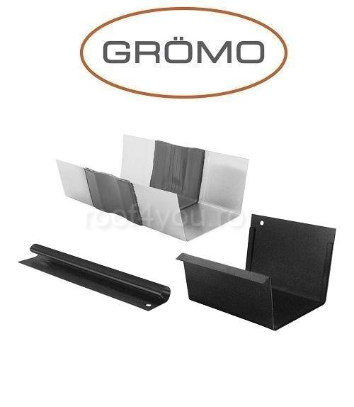 Element de dilatare jgheab rectangular 333mm, Aluminiu GROMO, RAL 9005 [1]
