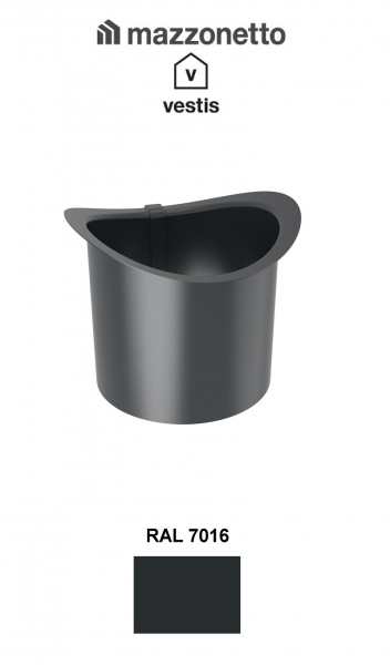 Racord cu guler Ø100, Aluminiu Mazzonetto Vestis, RAL 7016 - 3D [1]