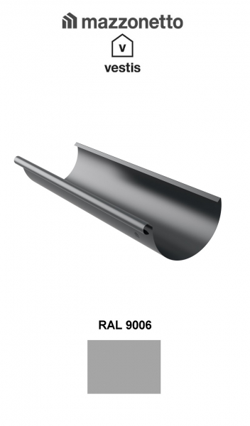 Jgheab semicircular Ø125 / 3m, Burlan Ø80, Aluminiu Mazzonetto Vestis, RAL 9006 [2]