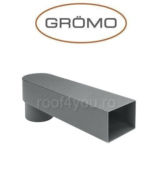 Racord de evacuare rectangular 80mm, Aluminiu GROMO, Ral 7005 [1]