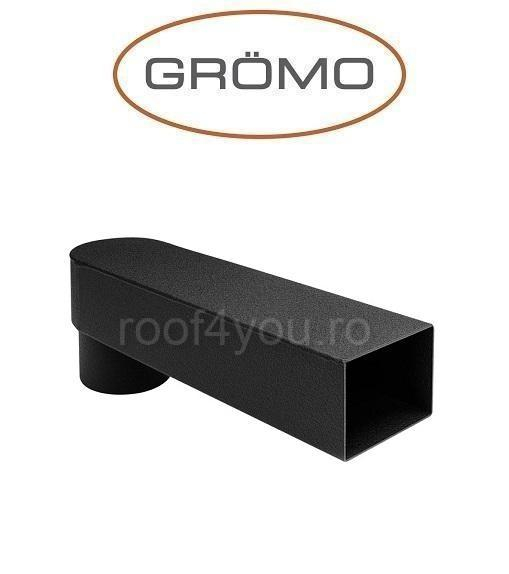 Racord de evacuare rectangular 80mm, Aluminiu GROMO, Ral 9005 [1]