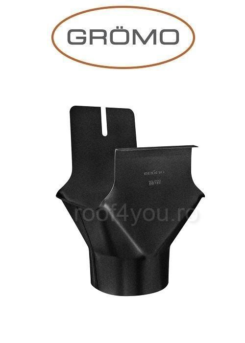 Racord jgheab rectangular 333mm, Aluminiu GROMO, RAL 9005 [1]