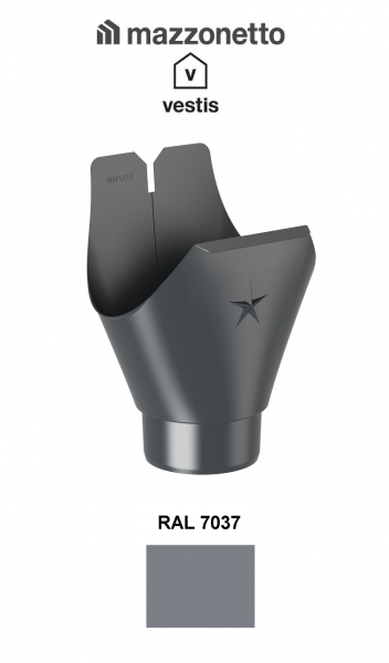 Racord jgheab-burlan semicircular Ø150, Aluminiu Mazzonetto Vestis, RAL 7037 - 3D [1]
