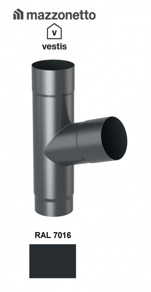 Ramificatie burlan semicircular 72° Ø100, Aluminiu Mazzonetto Vestis, RAL 7016 - 3D [1]