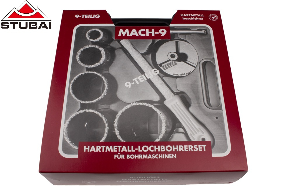 Set profesional de carote din carbură - 5 biți de miez, punct de centrare, pilă și placă suport [3]