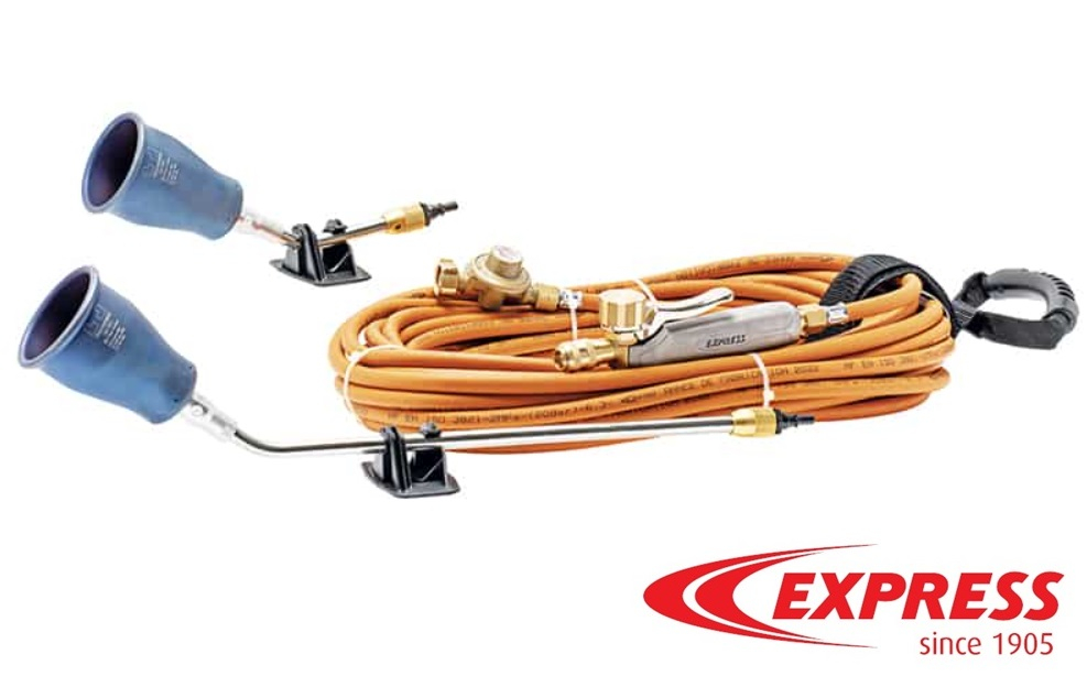 Set torță pe gaz Titan’ Express cu 2 arzătoare 150 kW și furtun 20 m [1]