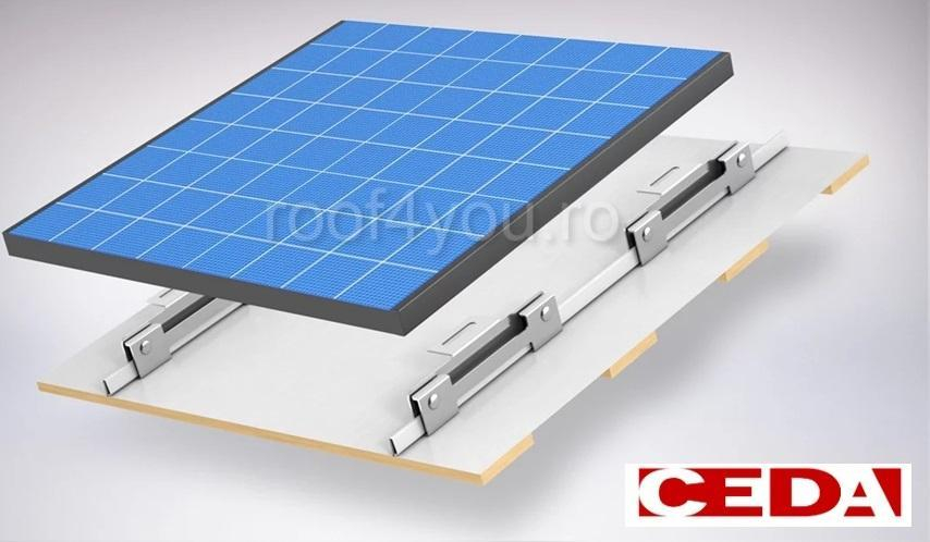 Suport din otel pentru panouri solare si fotovoltaice, pentru tabla faltuita 32 mm, Ral 9005, CEDA [2]