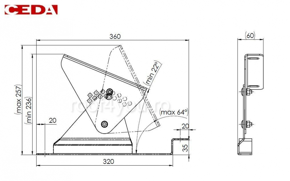 Suport treapta din otel prevopsit pentru tigla metalica Flat IR, 320/35 [2]