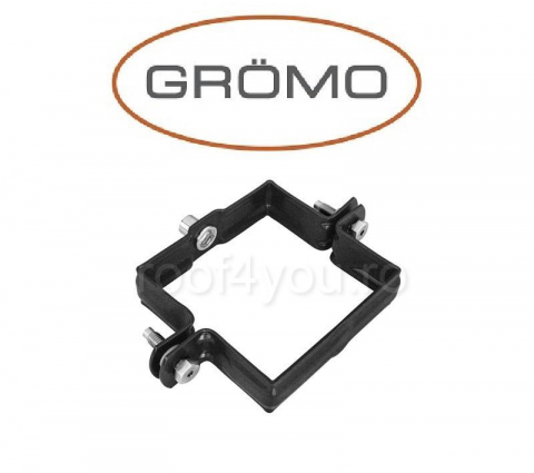 - Jgheaburi si burlane din aluminiu prevopsit - Bratara burlan rectangular 100mm, Aluminiu GROMO, RAL 9005